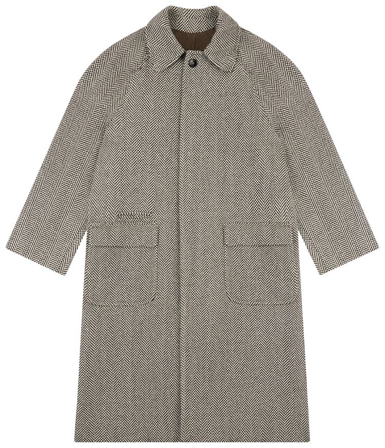 Aime Leon Dore Wool Herringbone Overcoat Brown