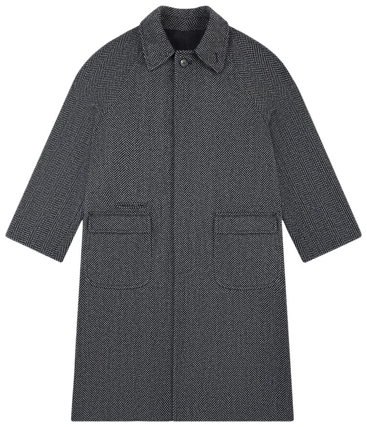 Aime Leon Dore Wool Herringbone Overcoat Charcoal