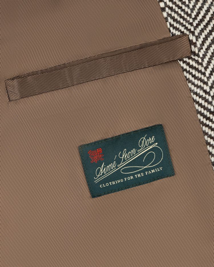 Aime Leon Dore Wool Herringbone Overcoat Brown