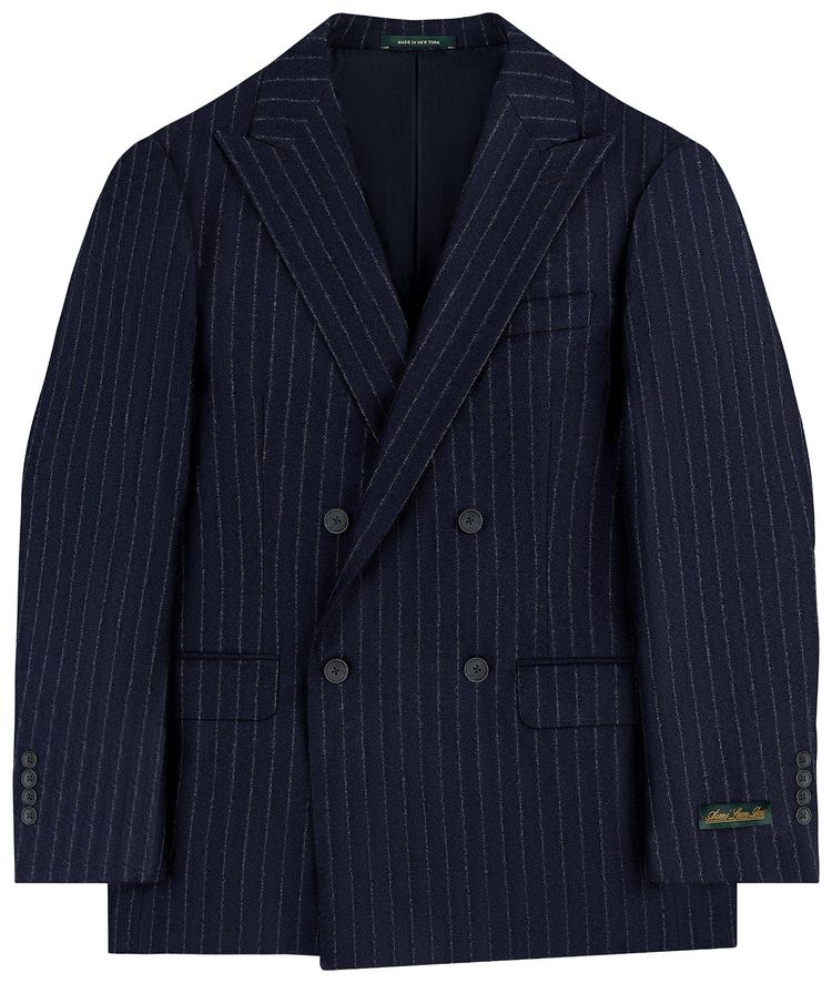 Aime Leon Dore Double Breasted Pinstripe Wool Suit Jacket Navy
