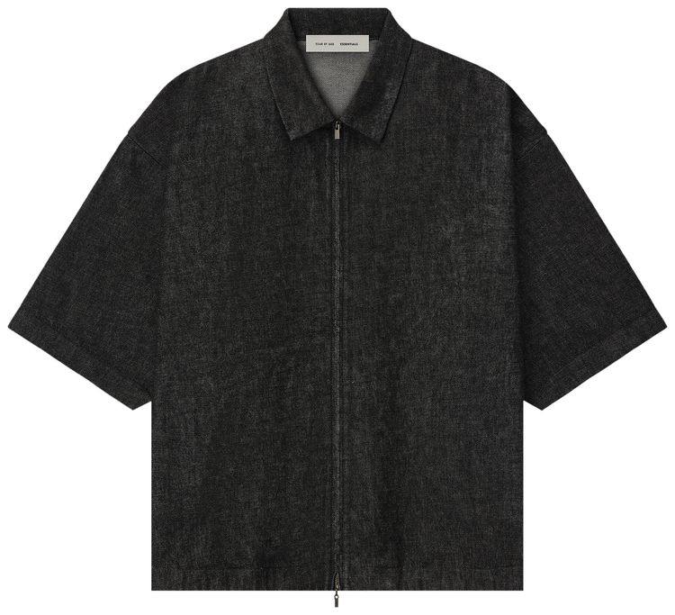 Fear of God Essentials Denim Full Zip Work Shirt Vintage Black