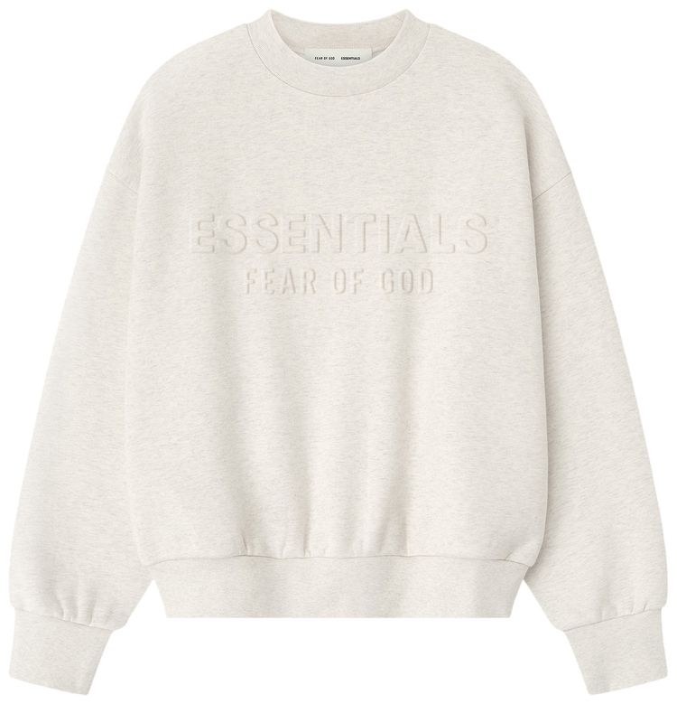 Fear of God Essentials Embossed Classic Crewneck Sweatshirt Oatmeal Heather