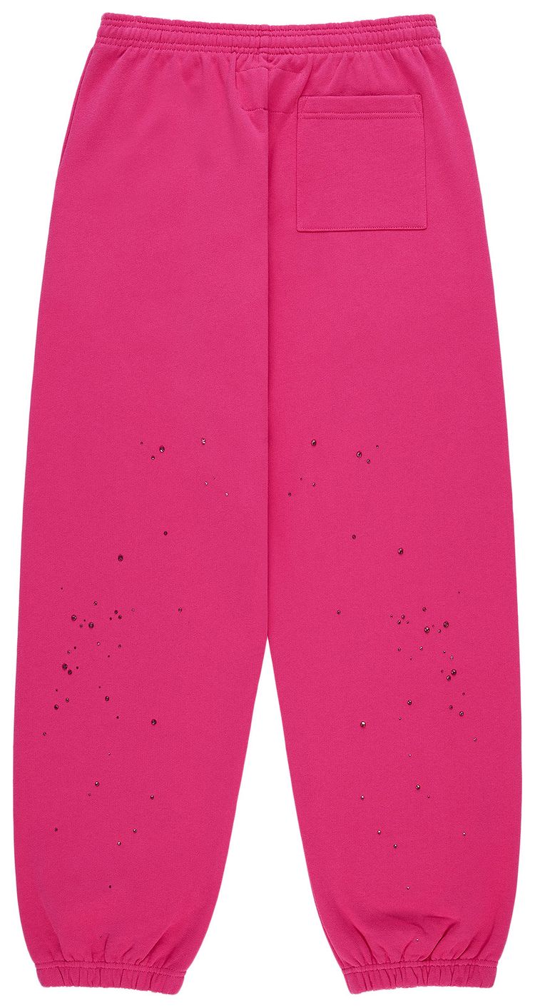 Sp5der Rhinestone Silk Sweatpant Pink