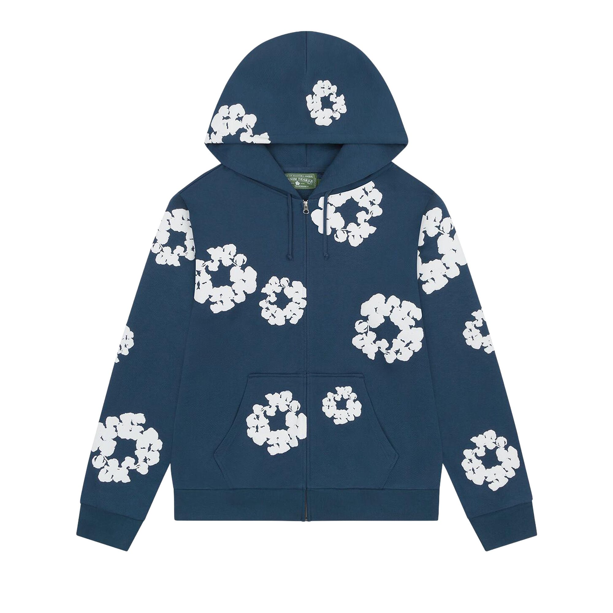 Buy Denim Tears Cotton Wreath Zip Hoodie 'Navy' - FW25TZH2982316
