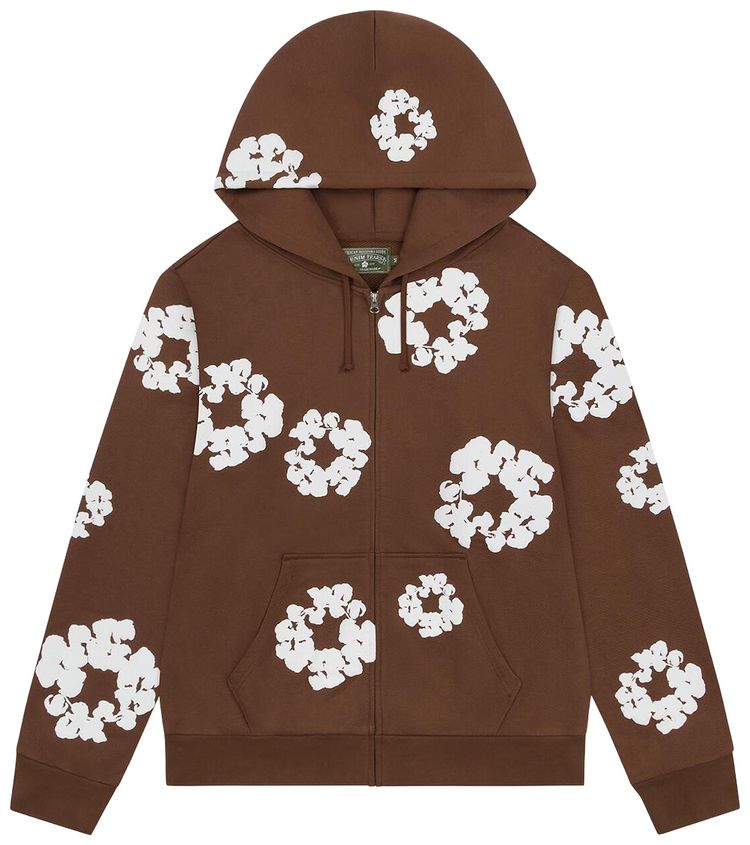 Denim Tears Cotton Wreath Zip Hoodie Brown