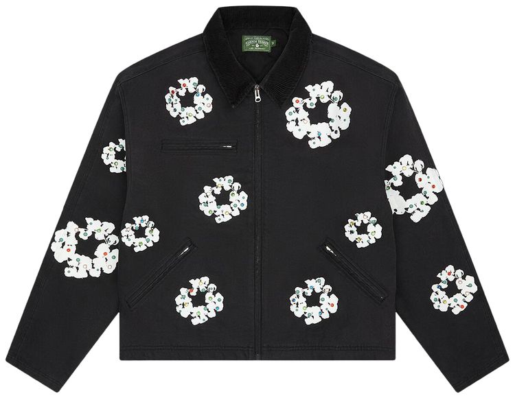Denim Tears Cotton Wreath Canvas Work Jacket Black