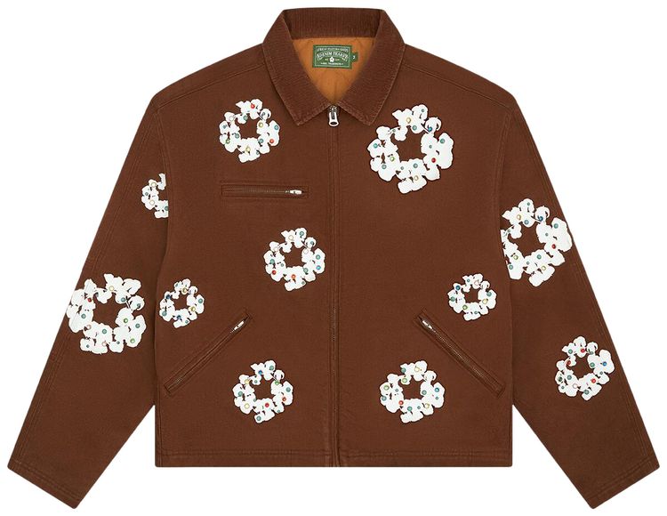 Denim Tears Cotton Wreath Canvas Work Jacket Brown