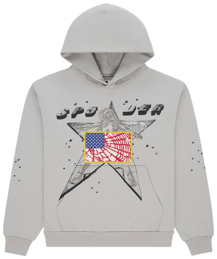 Sp5der Star Girl Hoodie Grey