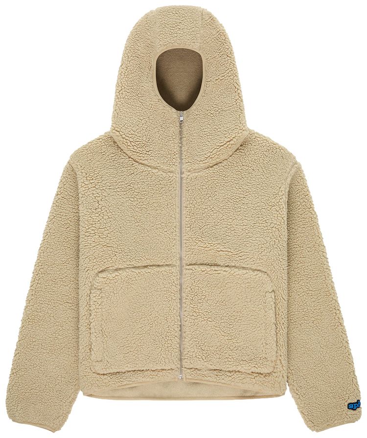 Sp5der Teddy Fleece Zip Up Tan
