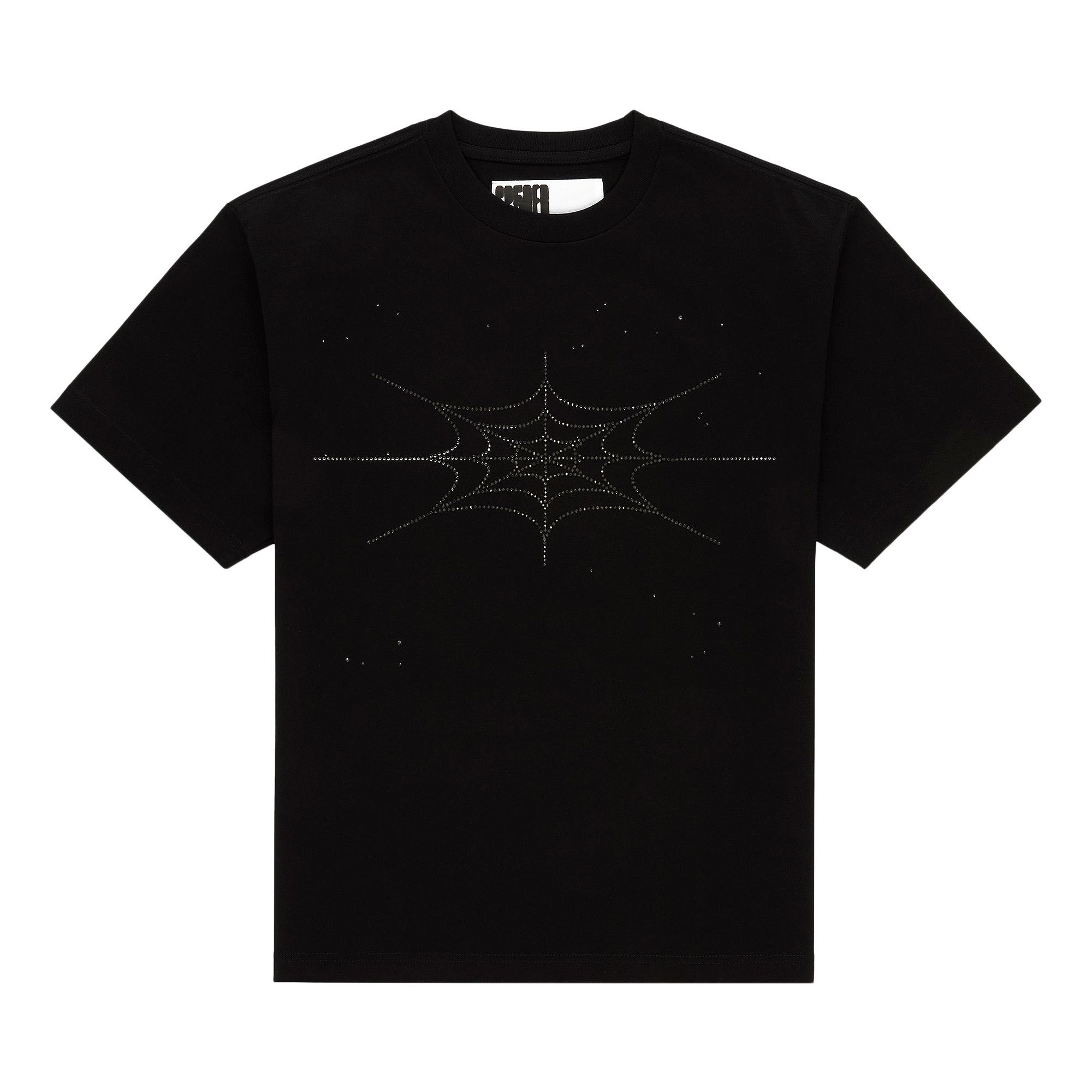 Buy Sp5der Rhinestone Silk Tee 'Black' - TE040FW25BLK | GOAT