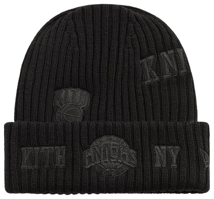 Kith x New Era For The New York Knicks All Over Patches Knit Beanie Black