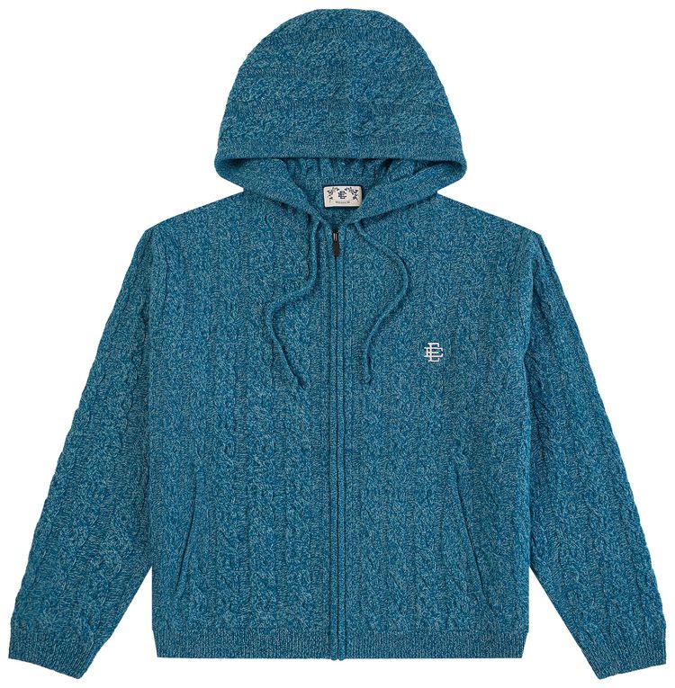 Eric Emanuel EE Cable Knit Zip Up Blue