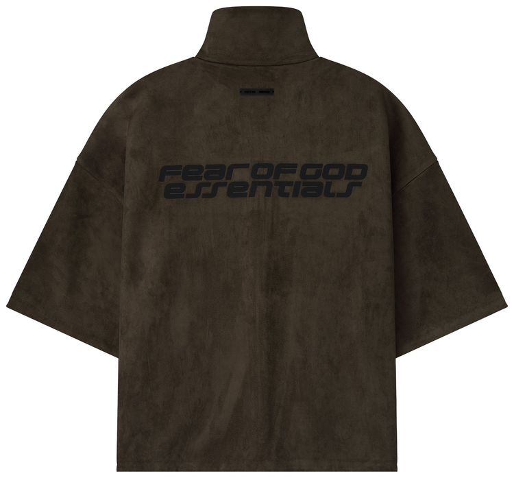 Fear of God Essentials Suede Fleece High Neck 34 Sleeve Jacket Brown