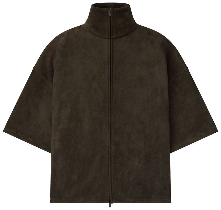 Fear of God Essentials Suede Fleece High Neck 34 Sleeve Jacket Brown