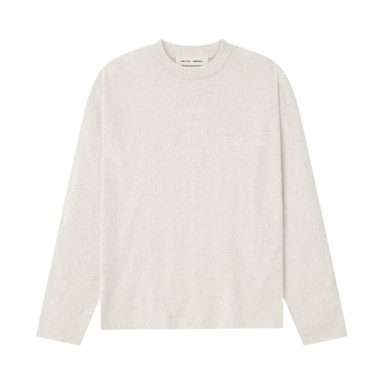 Fear of God Essentials Embroidered Classic Long Sleeve Tee Oatmeal Heather