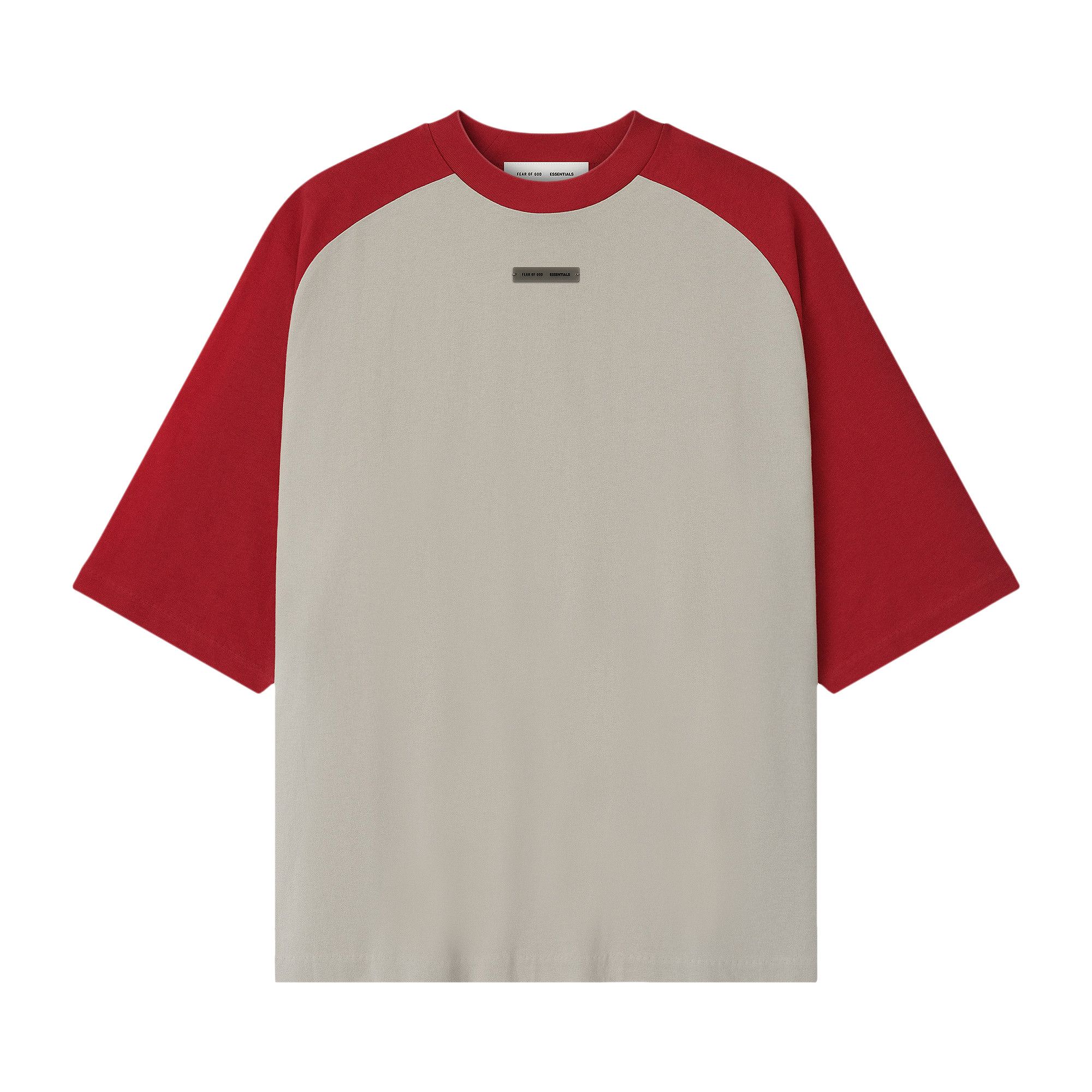 Buy Fear of God Essentials Baseball Tee 'Smoke Grey / Crimson