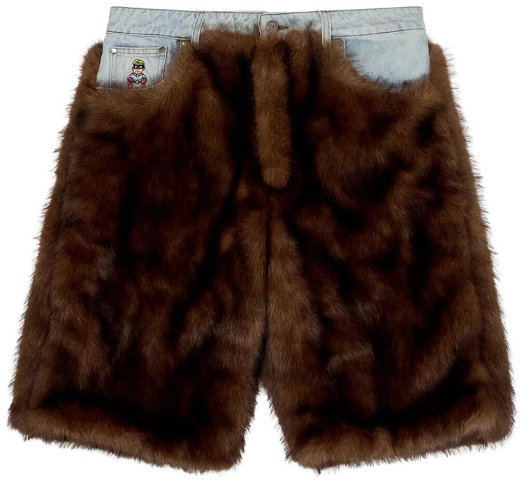 KidSuper Fur Shorts Brown