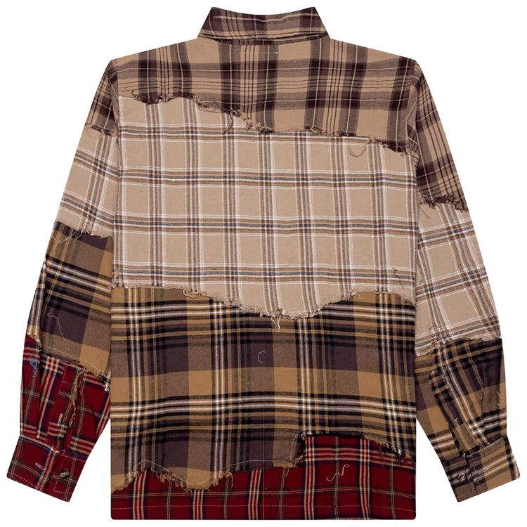 KidSuper Face Patchworked Flannel Red Multi