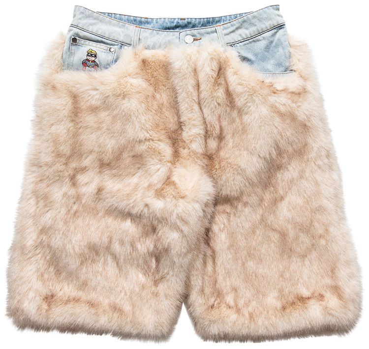 KidSuper Fur Shorts Cream
