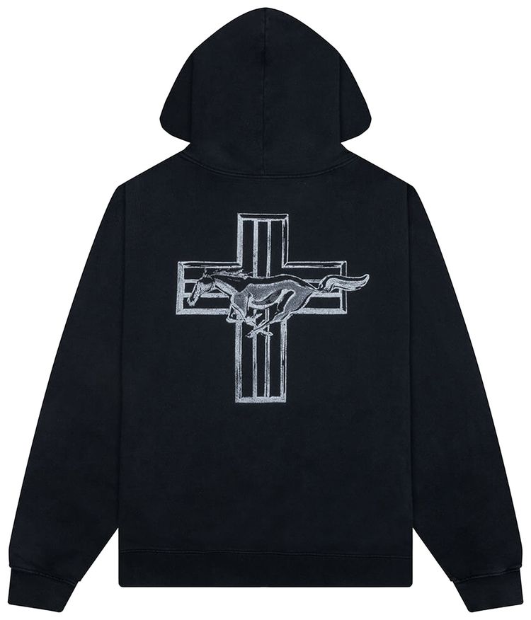 One Of These Days Mustang Cross Zip Up Hoodie Washed Black