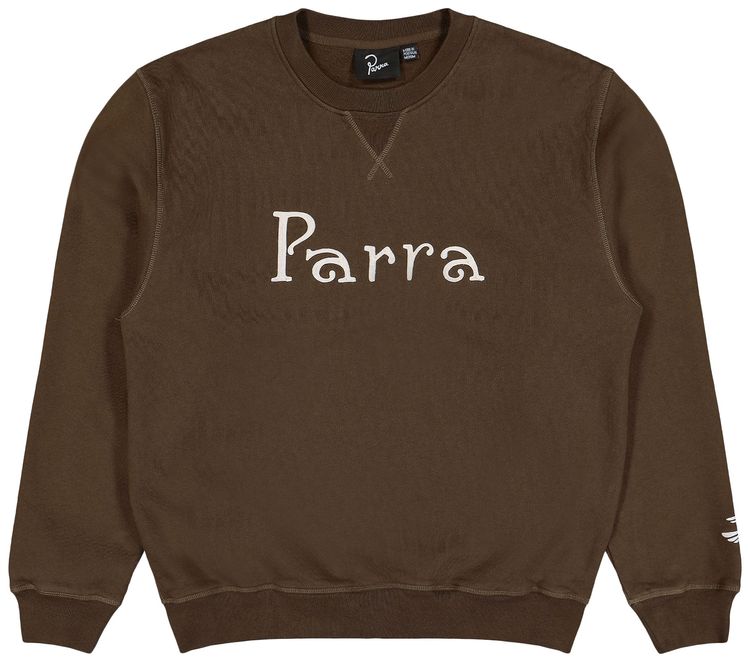 Parra Weird Trad Logo Crew Neck Sweatshirt Brown