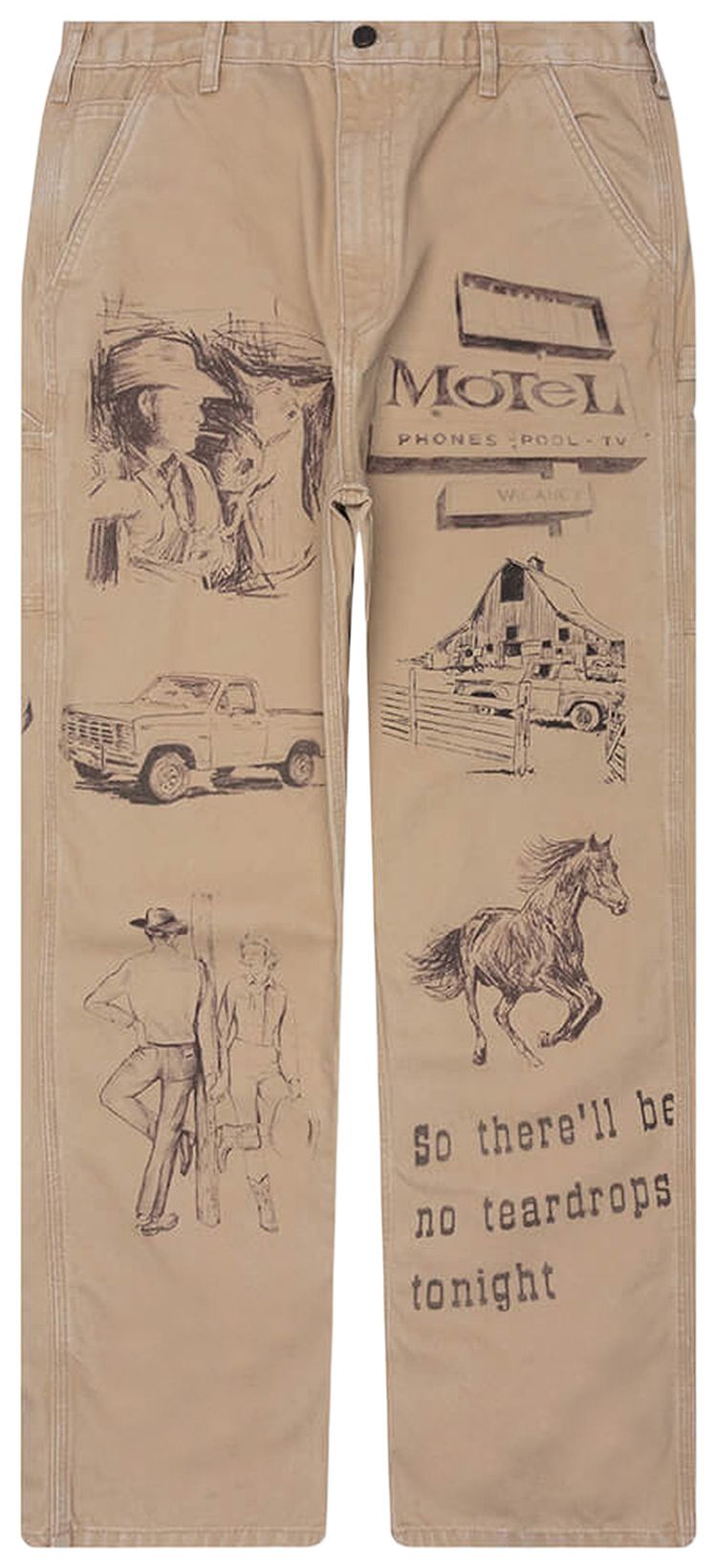 One Of These Days All Over Print Painters Canvas Pant Tan