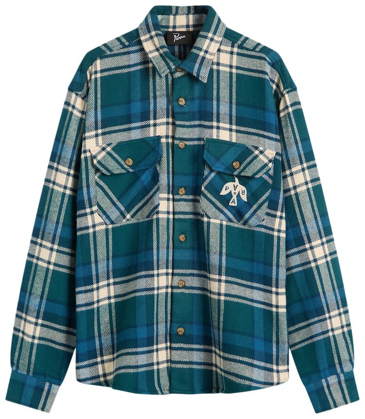 Parra Crow Flannel Shirt Pine Green