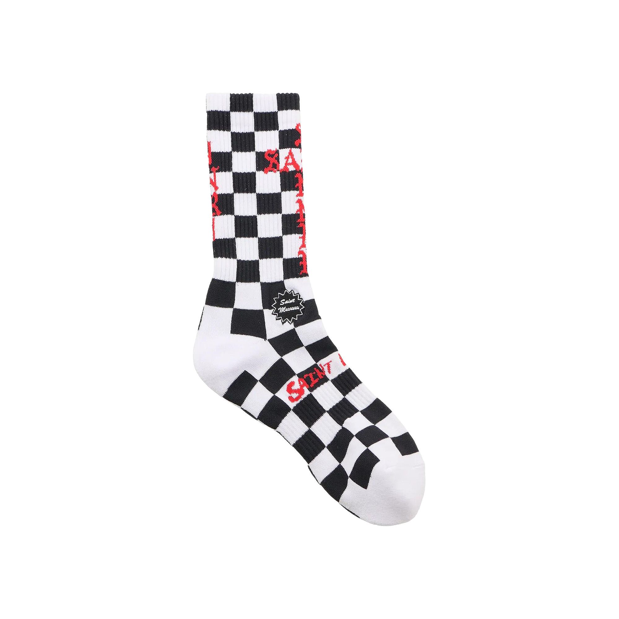 ©SAINT M×××××× SINNER SOCKS BLACK/RED Buy SAINT Mxxxxxx Saint Sinner Socks 'Black/Red' - SM HR1 0000 117