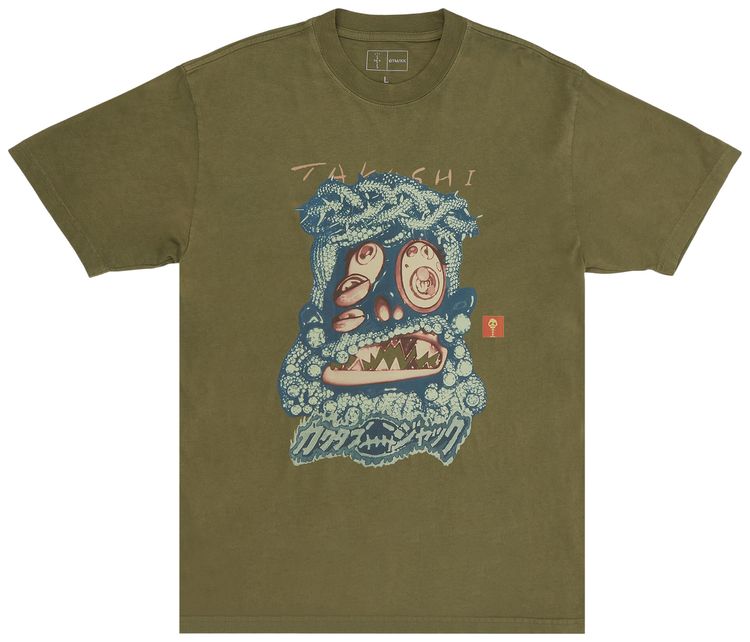 Cactus Jack by Travis Scott x Takashi Murakami Melted Utopia Dream Zodiac Tee Olive