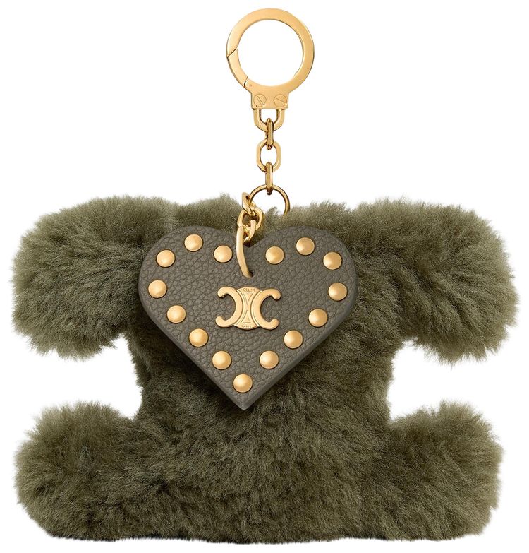 CELINE Triomphe Pom Pom Charm Golden Khaki
