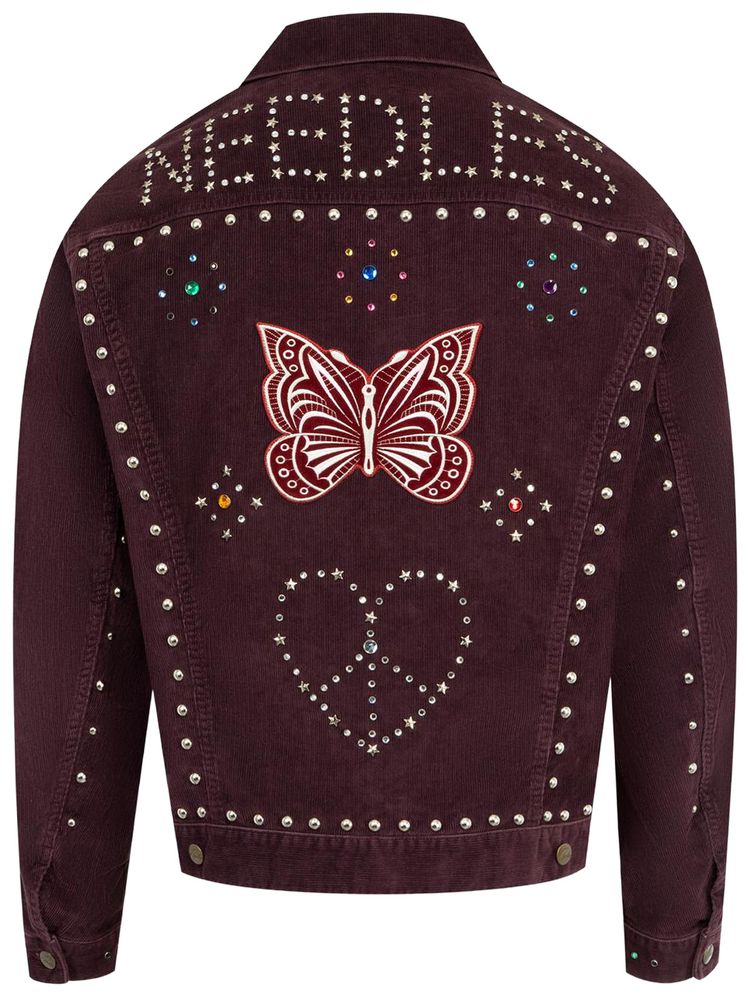 Needles Studded Jean Jacket Burgundy
