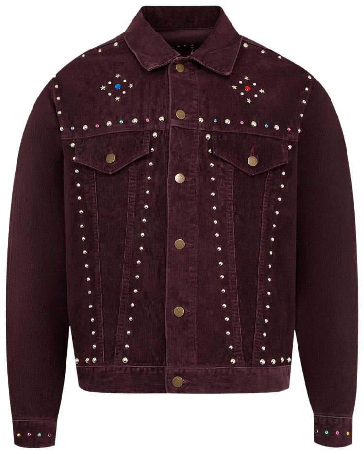 Needles Studded Jean Jacket Burgundy