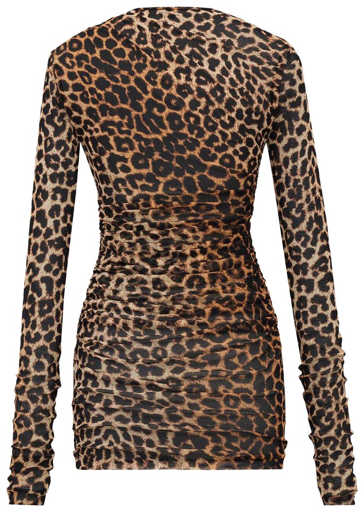 Saint Laurent Robe Drapee Manches Leopard