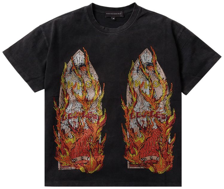 Who Decides War Rhinestone Flame Glass Jersey Ruby