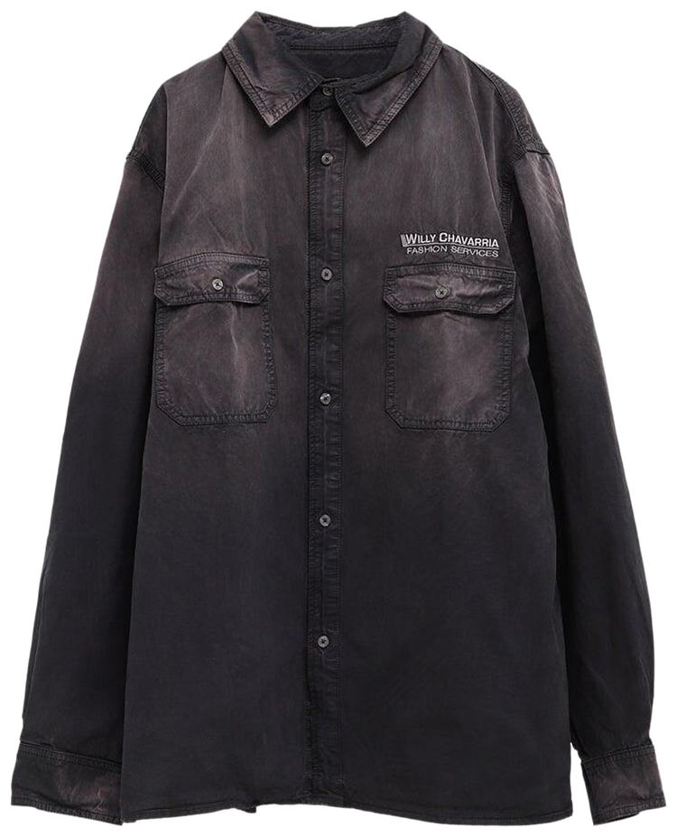 Willy Chavarria Corcoran Long Sleeve Shirt Black