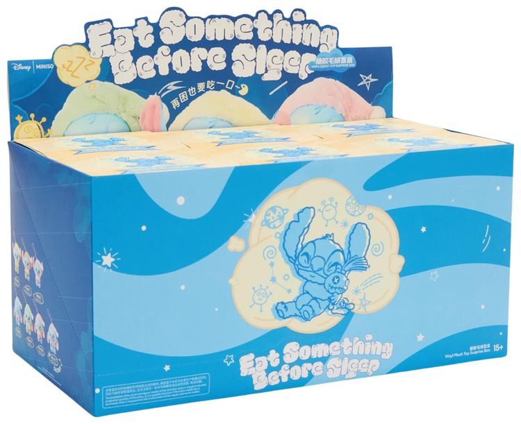 Miniso Top Toy x Disney Stitch Eating Something Before Sleep Plush Keychain Sealed Case Mystery 6 Blind Boxes