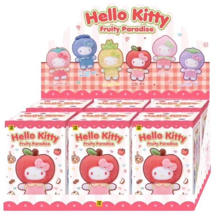 Miniso Top Toy x Sanrio Hello Kitty Fruity Paradise Series Vinyl Plush Keychain Sealed Case Mystery 6 Blind Boxes