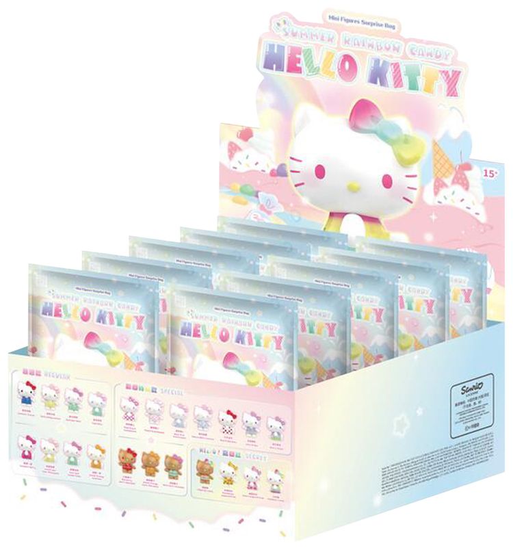 Miniso Top Toy x Sanrio Hello Kitty Summer Rainbow Candy Mini Figures Sealed Case Mystery 10 Blind Boxes