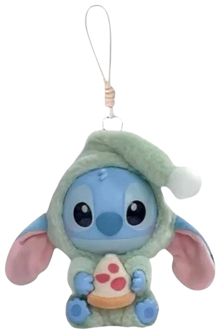 Miniso Top Toy x Disney Stitch Eating Something Before Sleep Plush Keychain Crispy Pizza