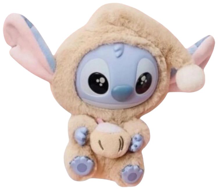 Miniso Top Toy x Disney Stitch Eating Something Before Sleep Plush Keychain Pure Coconut Juice