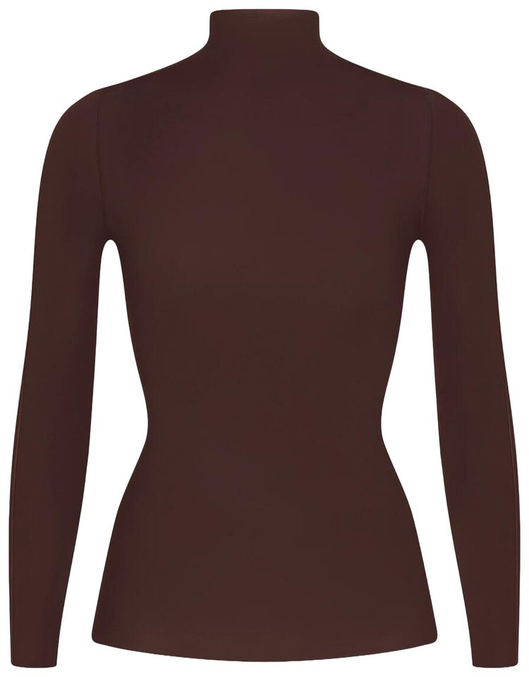 NikeSKIMS Weightless Layers Mock Neck Long Sleeve Top Dark Roast