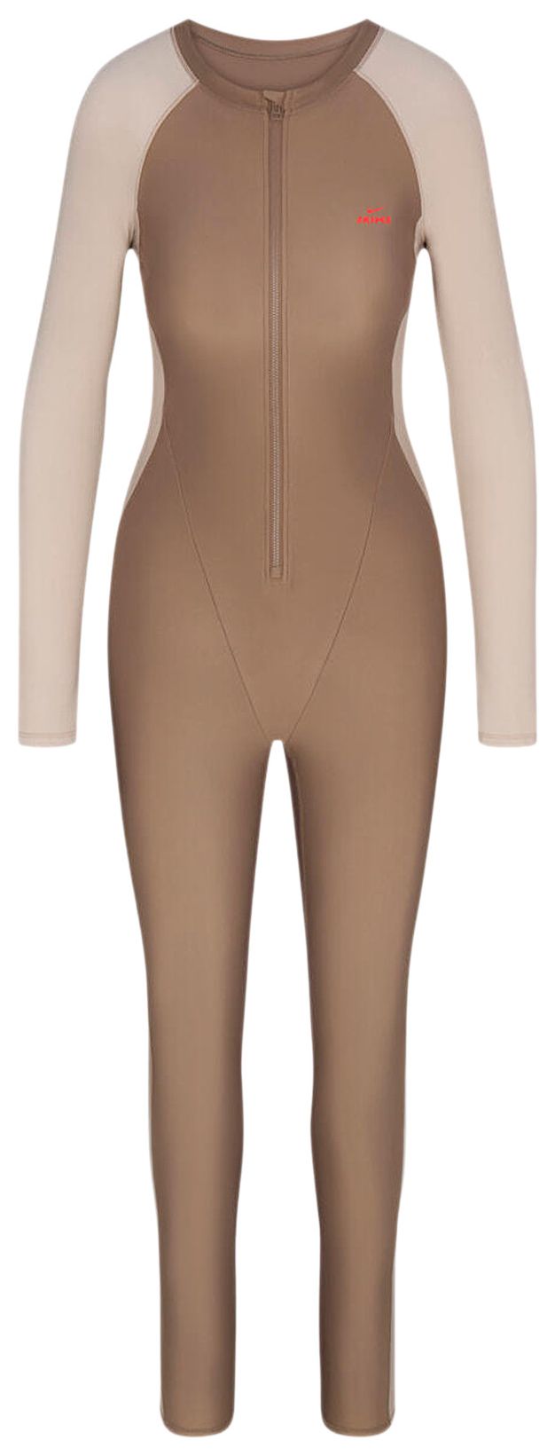 NikeSKIMS Shine Zip Front Long Bodysuit TruffleStone