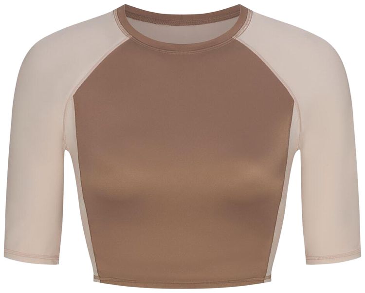 NikeSKIMS Shine Padded 12 Sleeve Crop Top TruffleStone