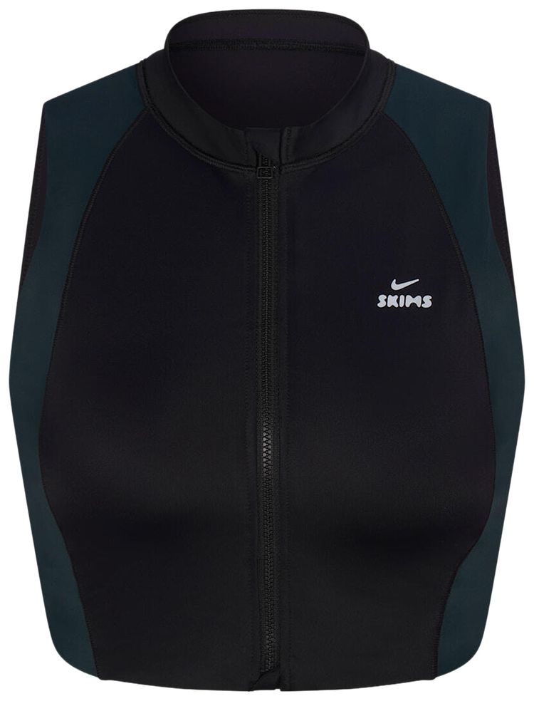 NikeSKIMS Shine Front Zip Bra ObsidianDark Teal