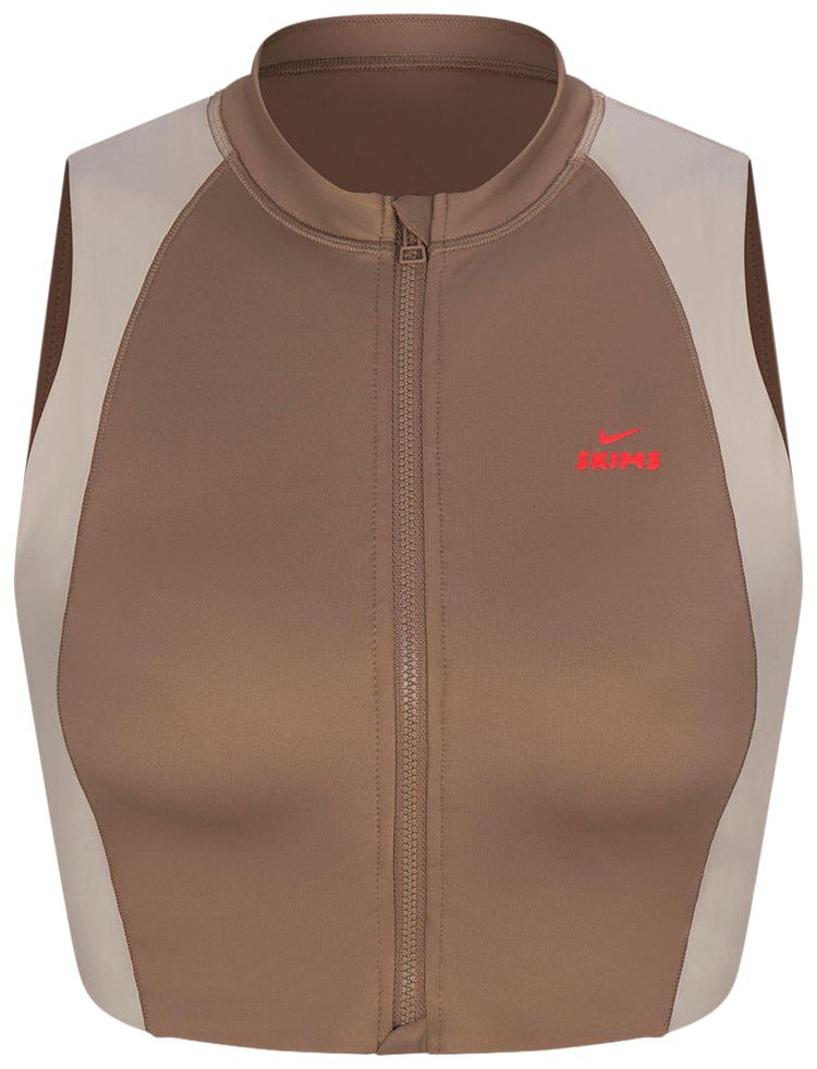 NikeSKIMS Shine Front Zip Bra TruffleStone