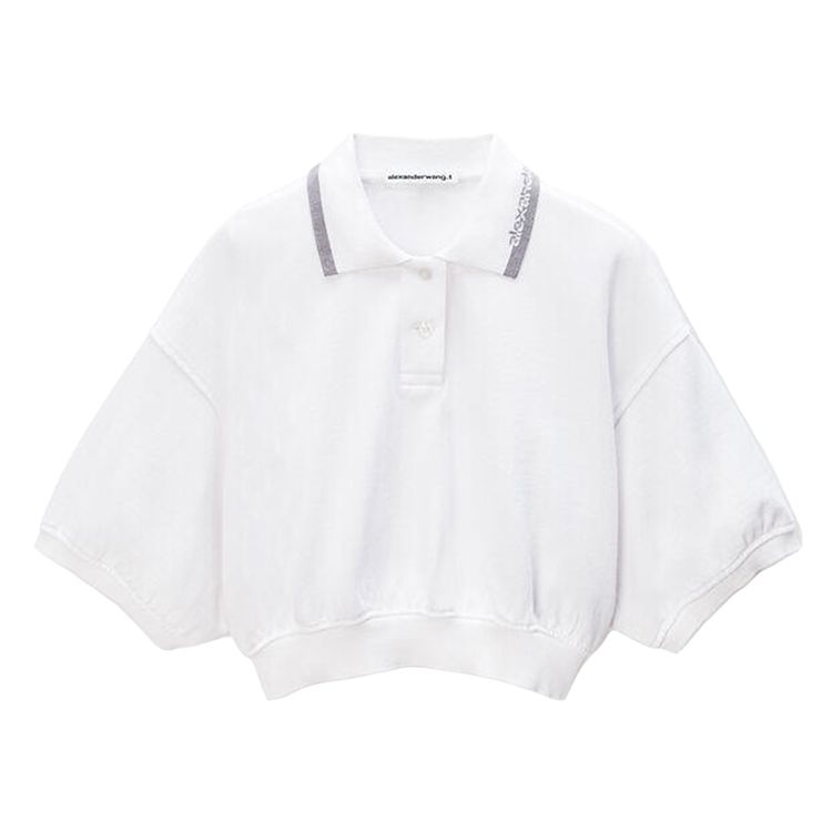 Alexander Wang Relaxed Cropped Cinched Polo White