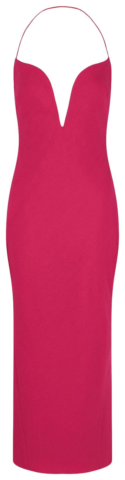 Givenchy Wool Dress with Plunging Neckline Fuchsia