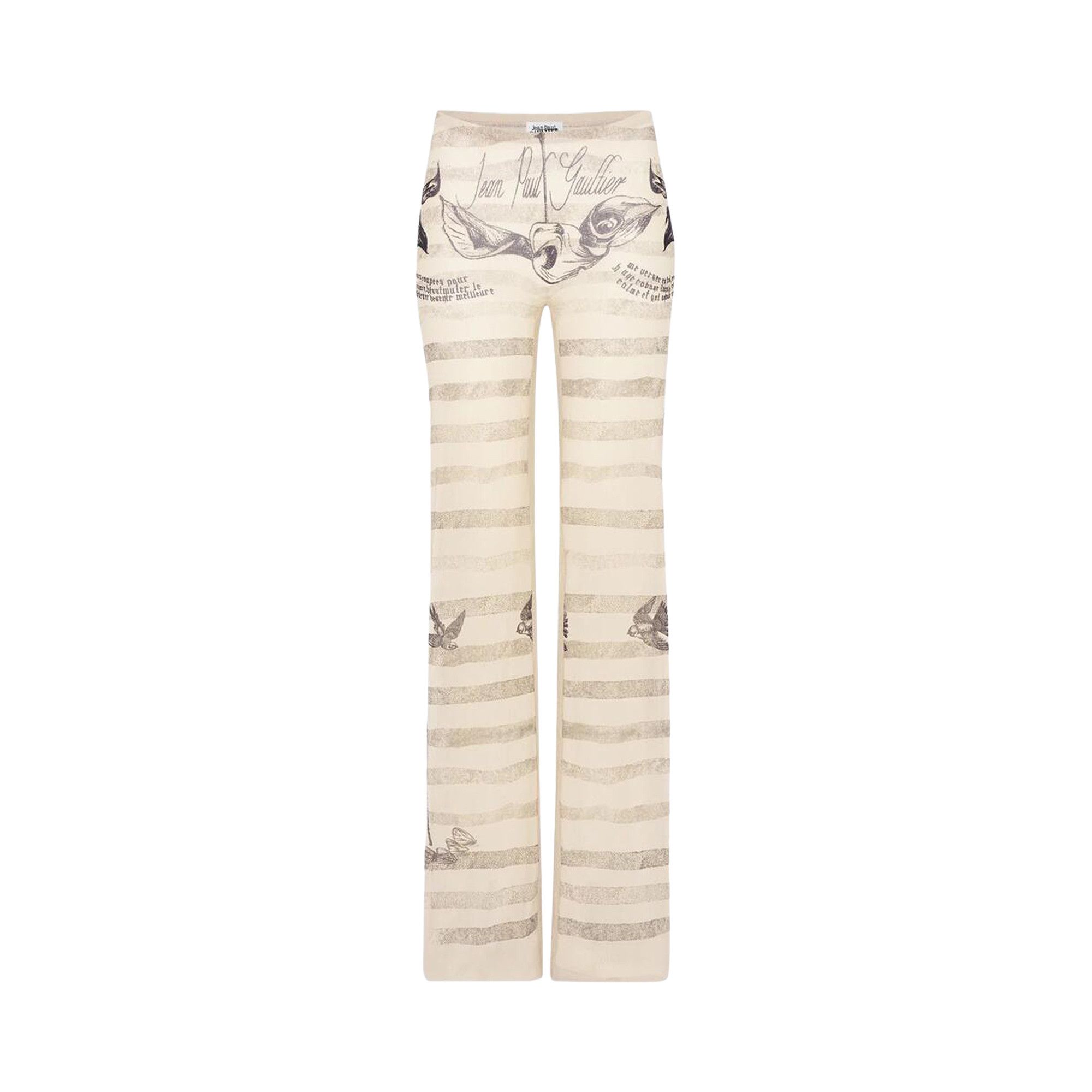 Buy Jean Paul Gaultier Tattoo Marinière Mesh Trouser 'Ecru/Black