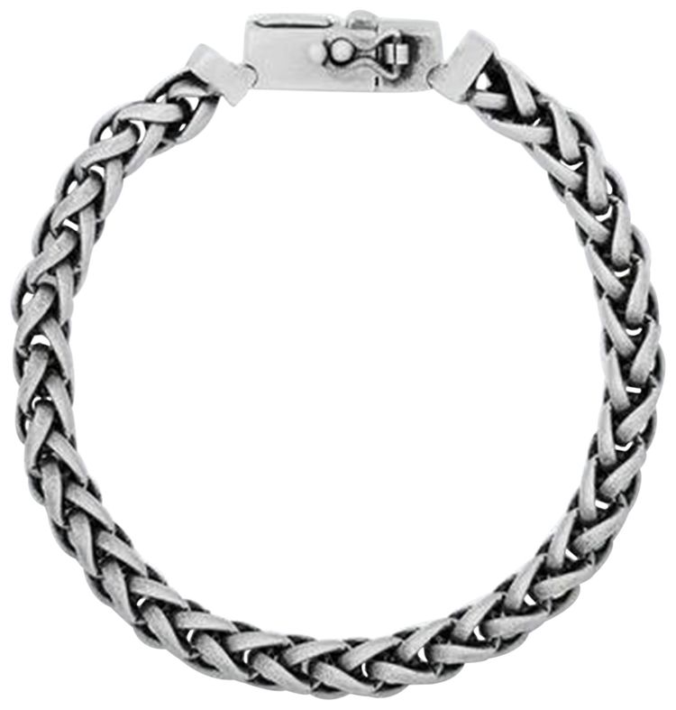 Saint Laurent Wheat Chain Bracelet Argent Oxyde Leger