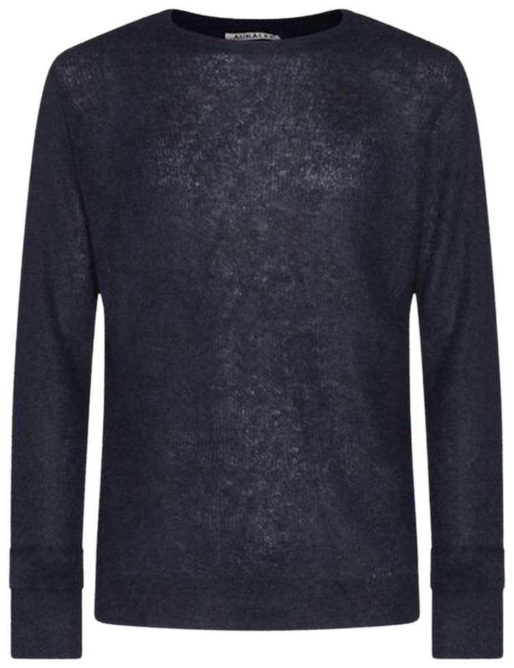 Auralee Baby Suri Alpaca Sheer Knit Pullover Navy